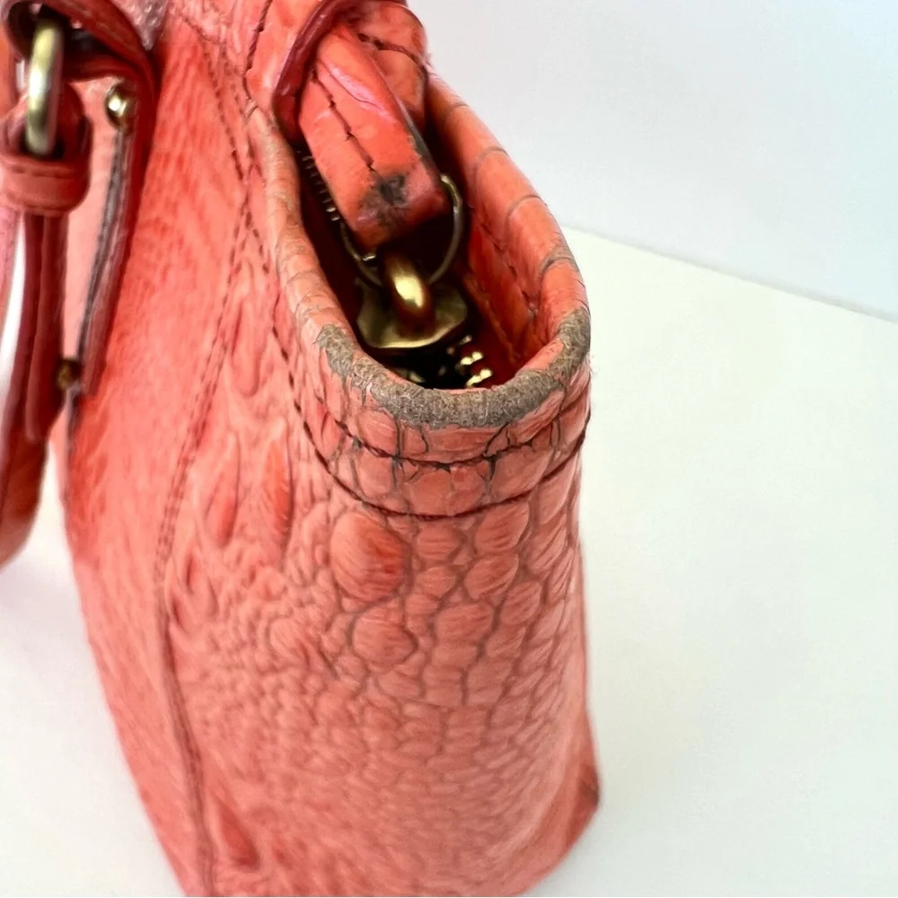 BRAHMIN Melbourne Orange Croc Emboss Leather Gold Hardware Medium Shoulder Tote - Picture 11 of 16